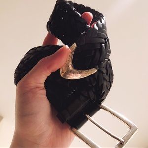 rag and bone black braided leather belt